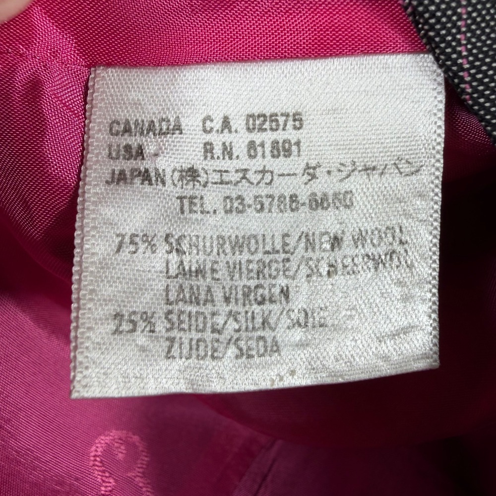 Escada Gray Pinstripe Wool Silk Blazer Pink Lining Size 42 Designer Jacket - Picture 12 of 16